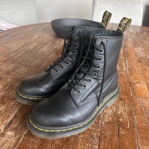 Dr. Martens Black Boots with Yellow Stitching